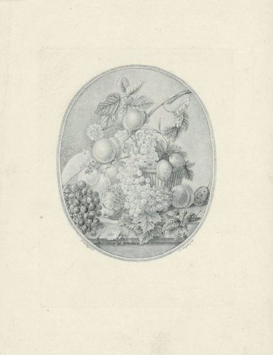 Still life of a basket with fruit