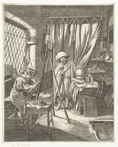 Painter with a model in his studio