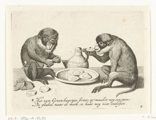 Two Apes Eating Oysters