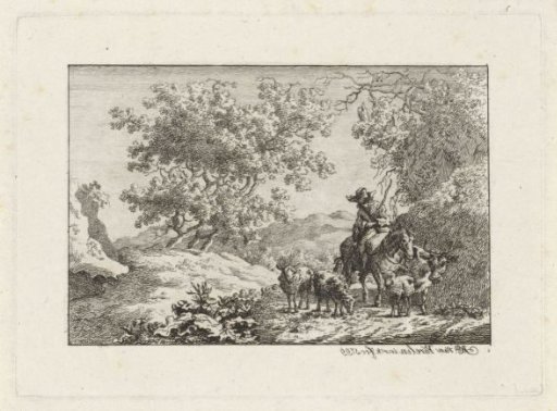 Shepherd on Horseback with Flock