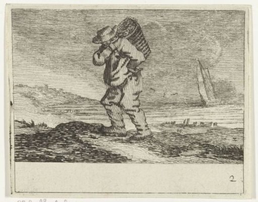 Dune landscape with a fisherman