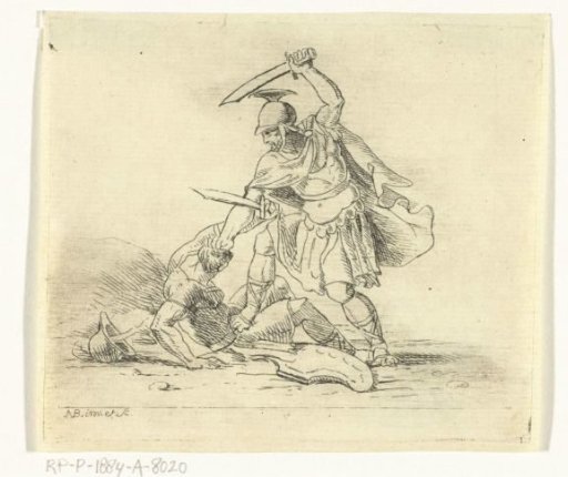 Two Roman soldiers fighting each other