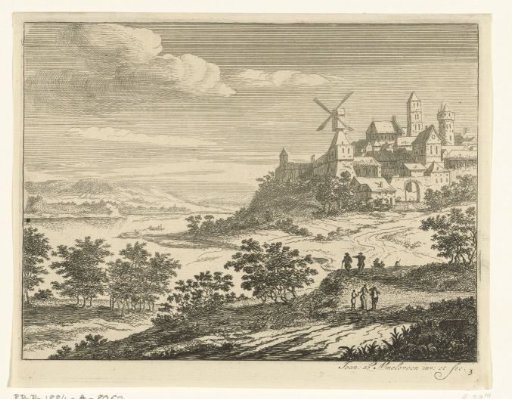 River landscape with a city view