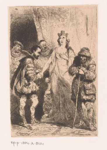 Personification of Antwerp between a beggar and a physician in the dress of a Spanish nobleman