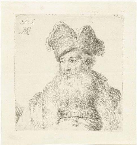 Old man with a fur cap with a split upstanding brim