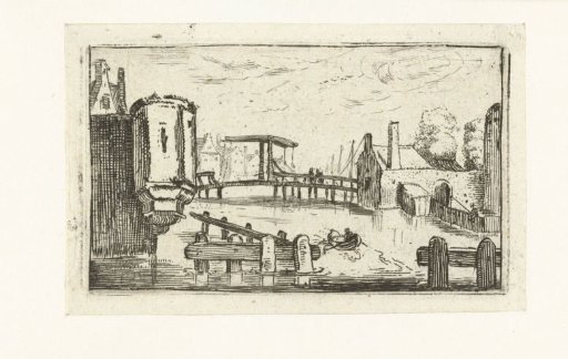 Canal with a drawbridge in a town
