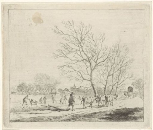 Winter Landscape with Cows and Skaters