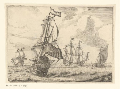Six Sailing Ships at Sea