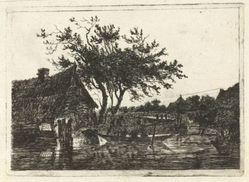 River landscape with a farm