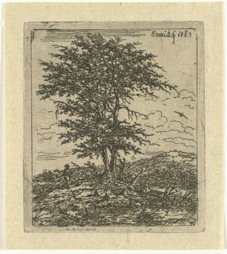 Landscape with an oak and a hunter