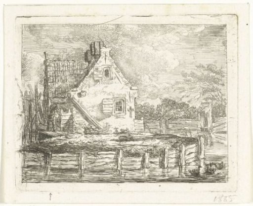 Stone house with yard by the water