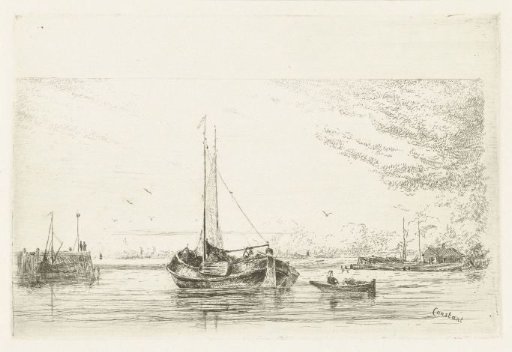 River view with boat and rowing boat