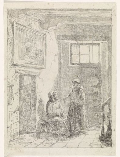 Seated and standing monk