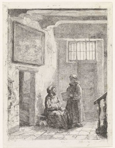 Seated and standing monk