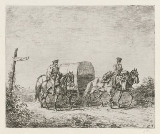 Two Soldiers on Horseback on the Road