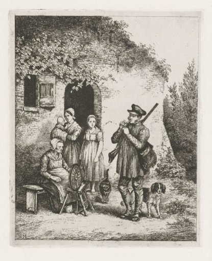 A Group in Front of a House Door