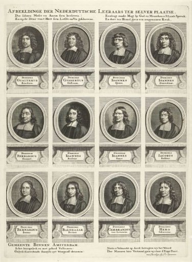 Right half with twelve portraits of a total of twenty-four preachers of Amsterdam, active between 1681-1686