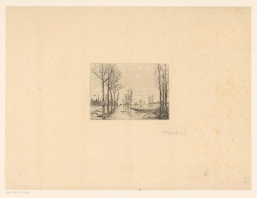 Landscape with a canal along which trees