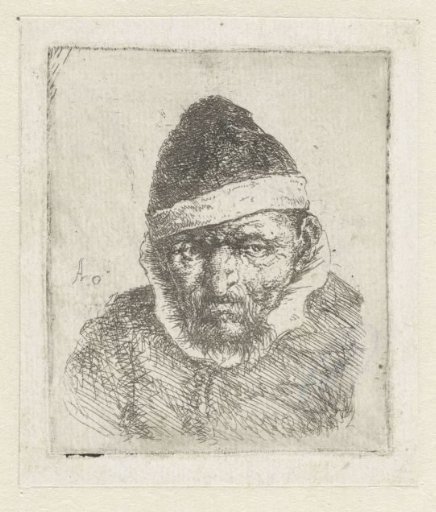 Bust Of An Old Peasant Wearing A Pointed Hat