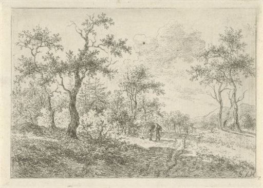 Wooded landscape with a woman and a boy