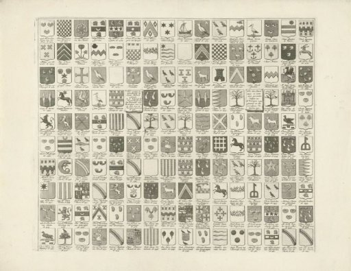 Coat of Arms Map with the Coats of Arms and Names of the Heren Veertigen of Delft, 1