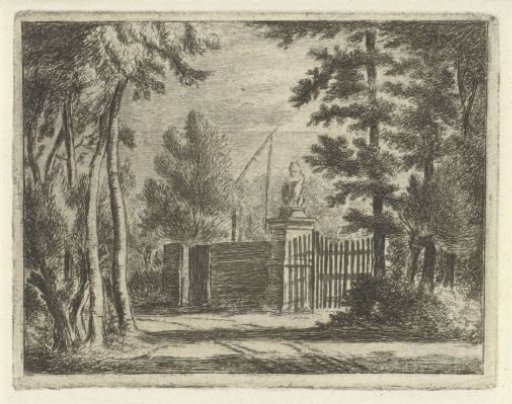 Gate of an estate with lion statue on a column