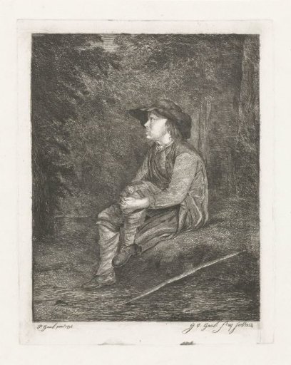 Sitting boy in the woods
