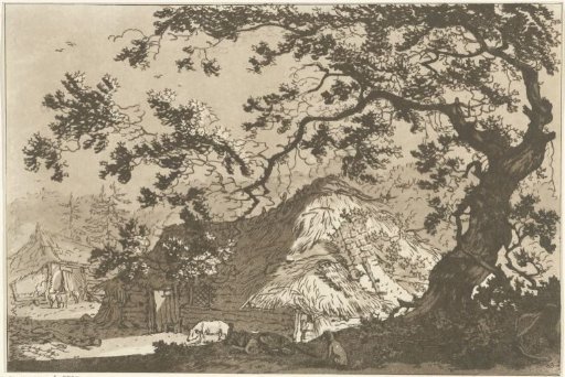 Landscape with two farmhouses