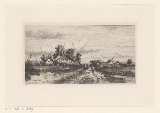 Landscape with a peasant woman on a country road