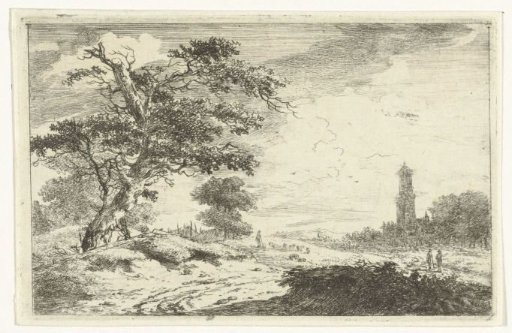 Church tower near a sandy plain