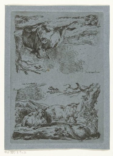 Three sheep and a cow