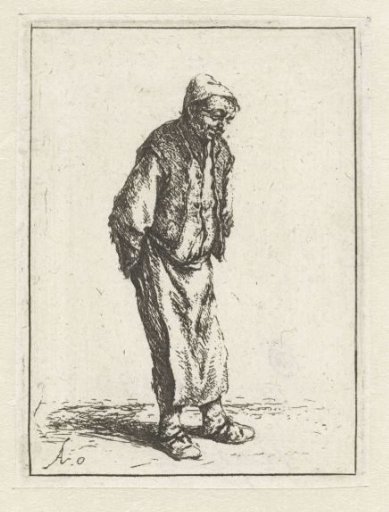Standing peasant with hands on his back