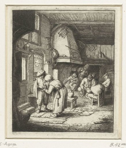 A Man Paying His Bill to a Woman in an Inn