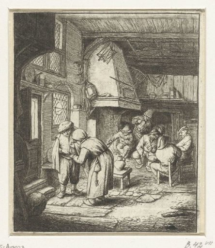 A Man Paying His Bill to a Woman in an Inn