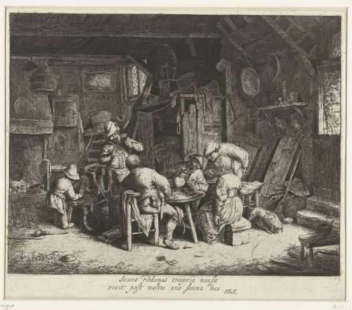 Peasants at a meal in an inn