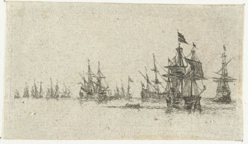 Small seascape with a fleet of ships