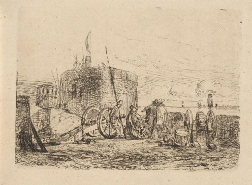 Soldiers at a coastal battery