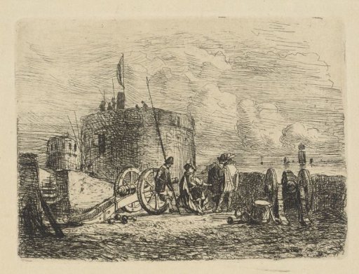 Soldiers at a coastal battery