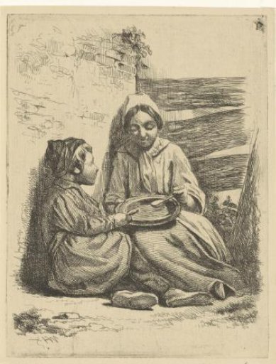 Girl and boy spooning from a bowl