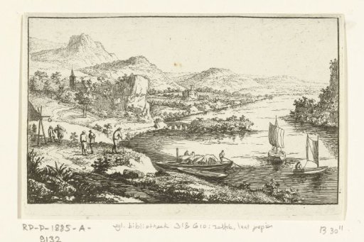 River landscape with a bridge and an island