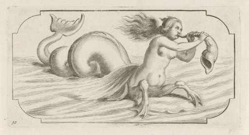 Female figure blowing on a shell