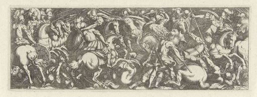 Fight between cavalrymen and infantrymen