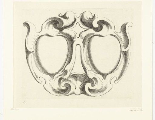 Wide cartouche with two heart-shaped compartments