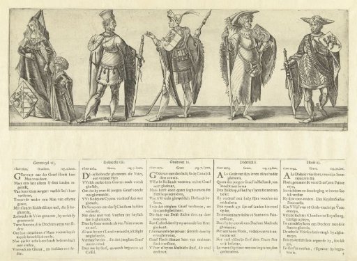 Countess Geertruida VII and Counts Robrecht VIII, Godfried IX, Dirk X, and Floris XI