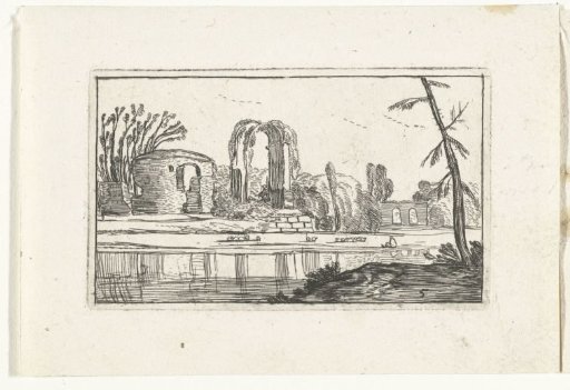 Antique ruins by a river