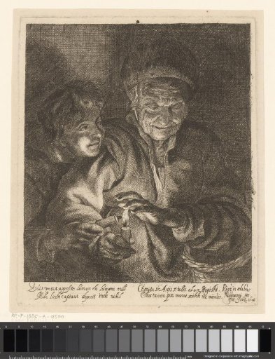 Boy and old woman with candles