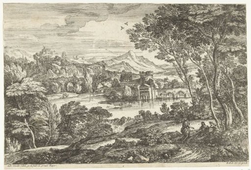 Landscape with three persons on a path