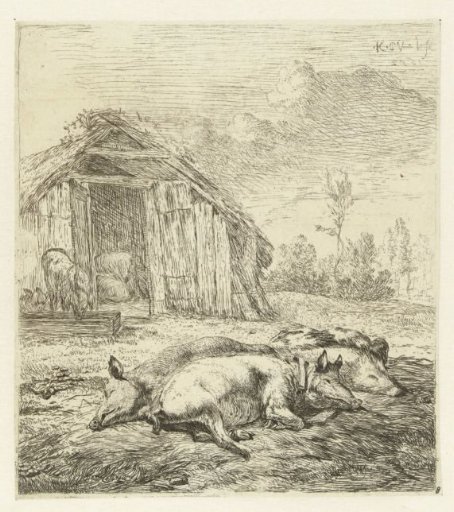 Three Pigs Before a Sty