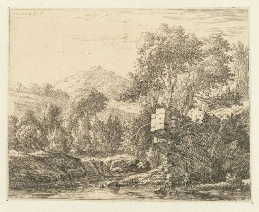 Two Men by a Stone in the Water