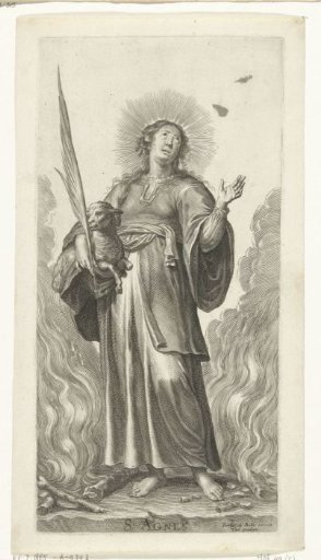 Saint Agnes as a Martyr with a Lamb Among the Flames